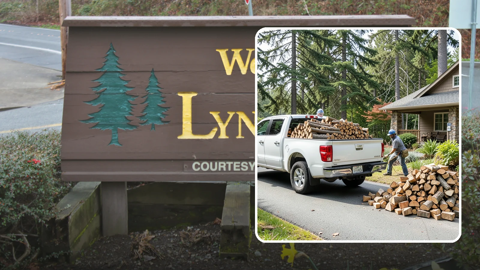 Driveway Delivery in Lynnwood, Snohomish County, WA - Firewood dropped in a neat pile on your driveway for easy access and stacking.