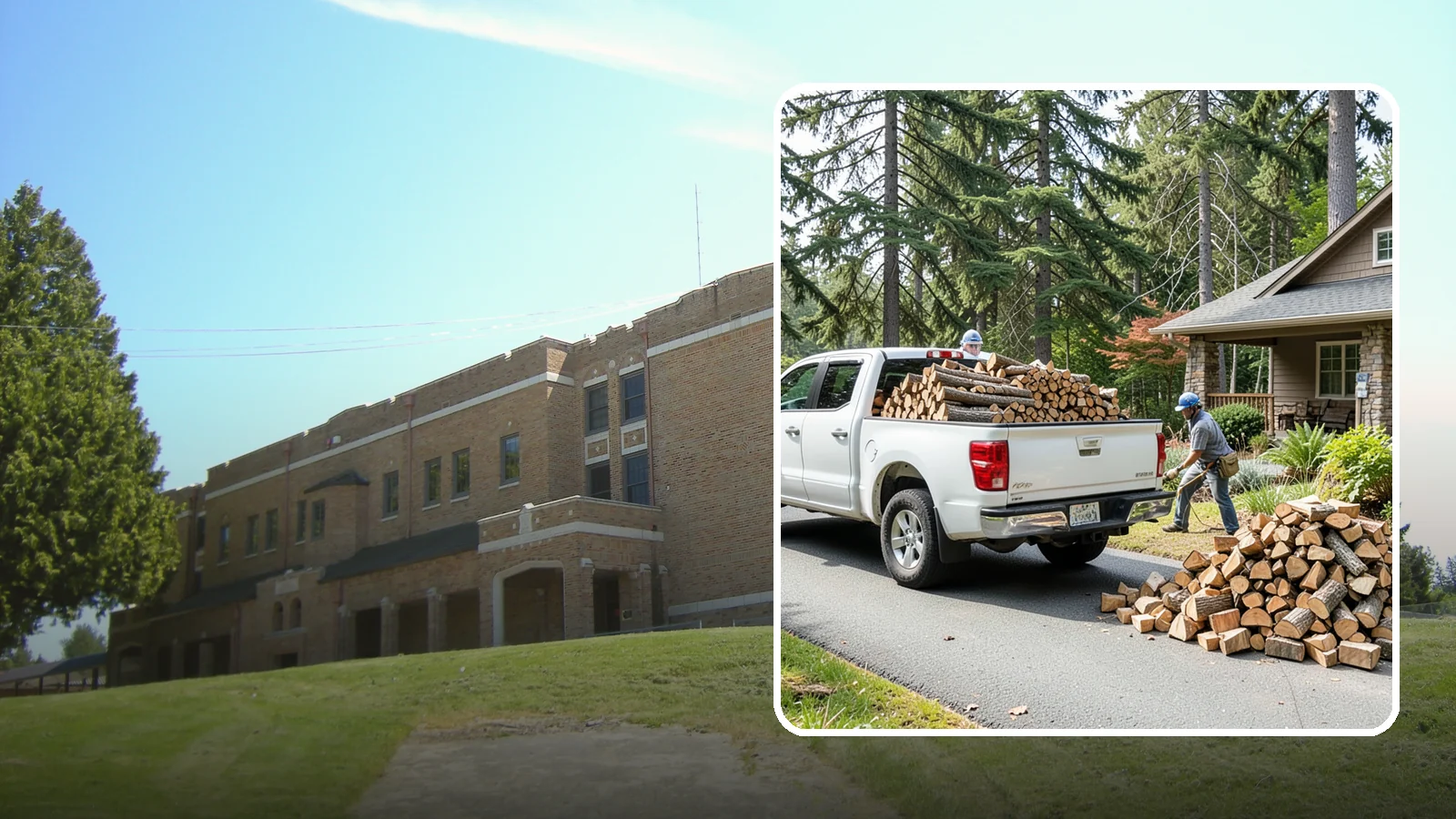 Driveway Delivery in Maple Valley, King County, WA - Firewood dropped in a neat pile on your driveway for easy access and stacking.