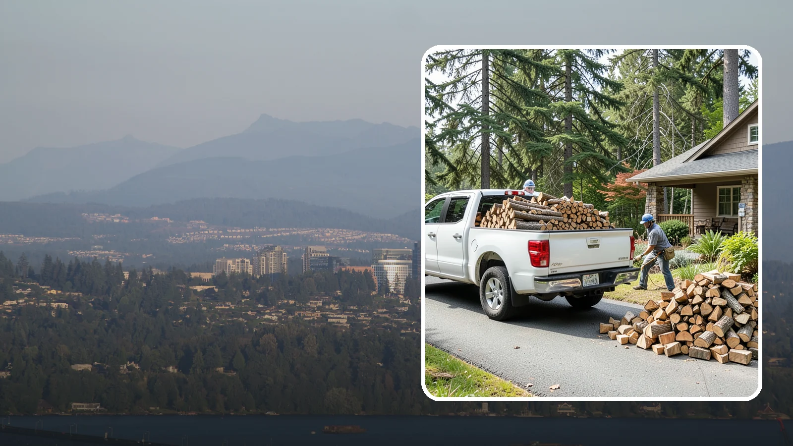 Driveway Delivery in Medina, King County, WA - Firewood dropped in a neat pile on your driveway for easy access and stacking.