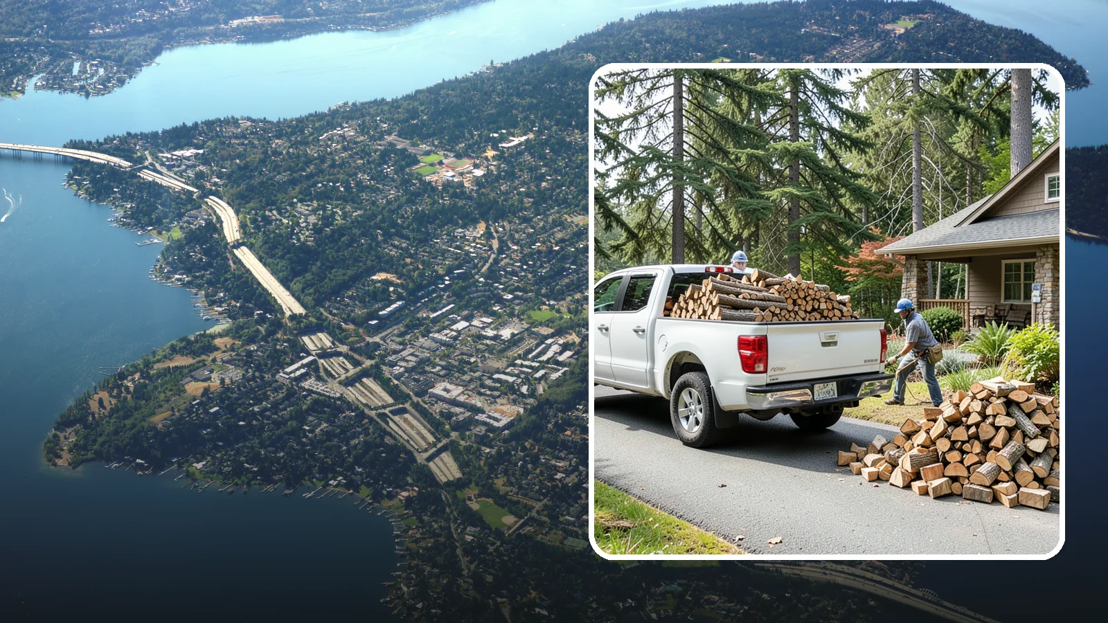 Driveway Delivery in Mercer Island, King County, WA - Firewood dropped in a neat pile on your driveway for easy access and stacking.