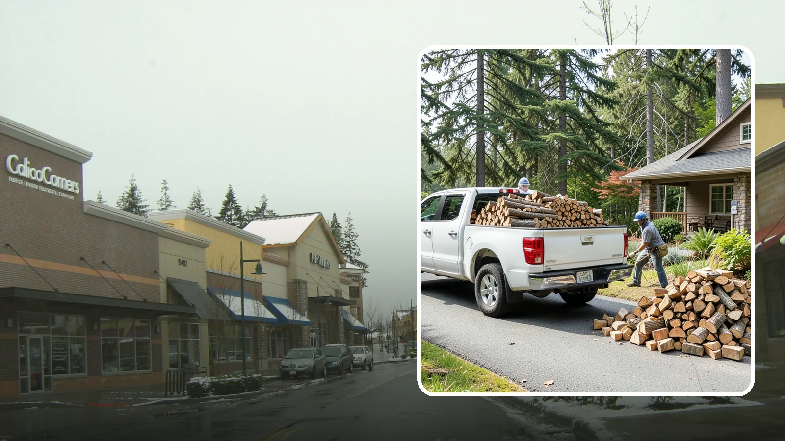 Driveway Delivery in Mill Creek, Snohomish County, WA - Firewood dropped in a neat pile on your driveway for easy access and stacking.