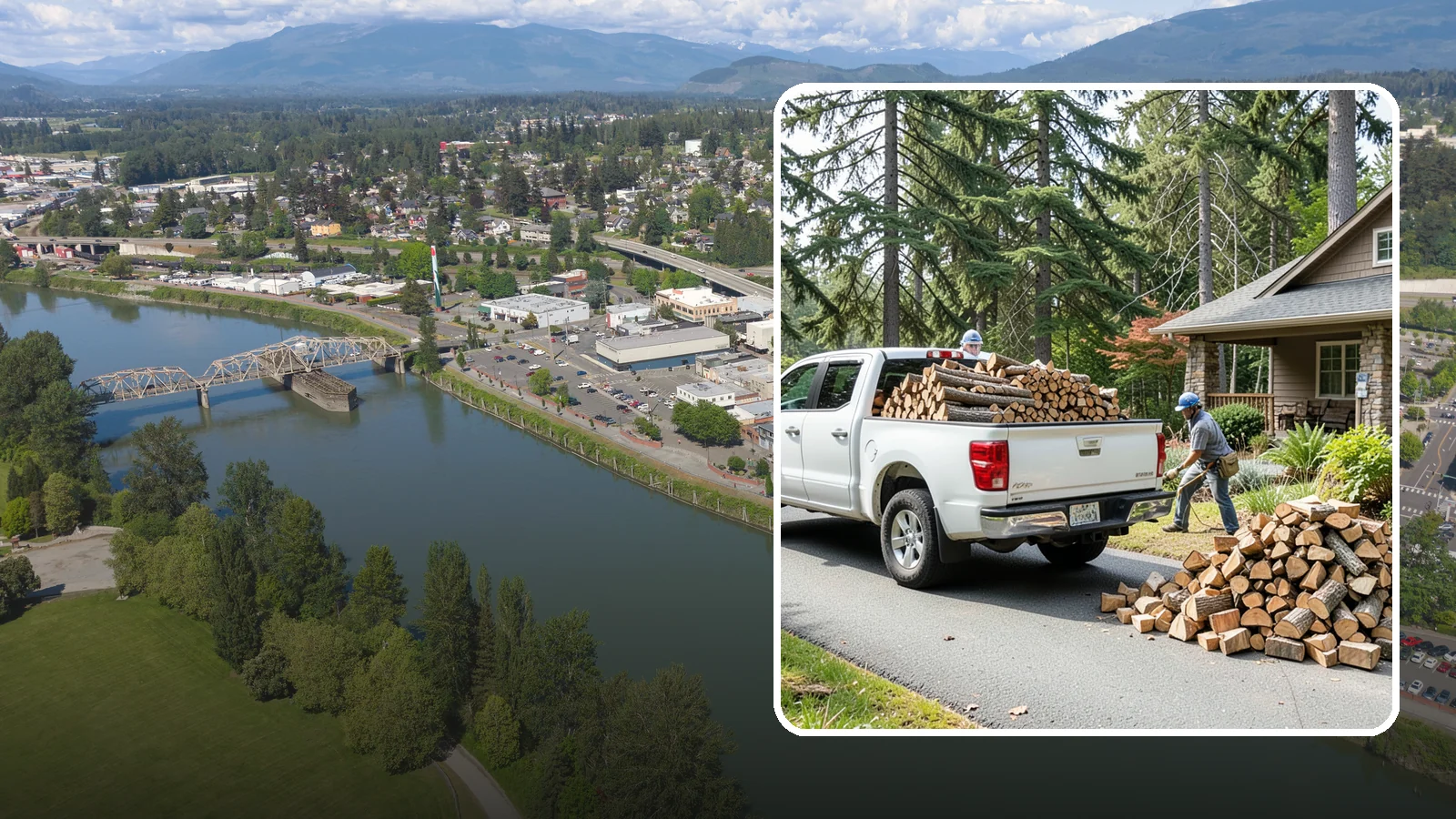 Driveway Delivery in Mount Vernon, Skagit County, WA - Firewood dropped in a neat pile on your driveway for easy access and stacking.