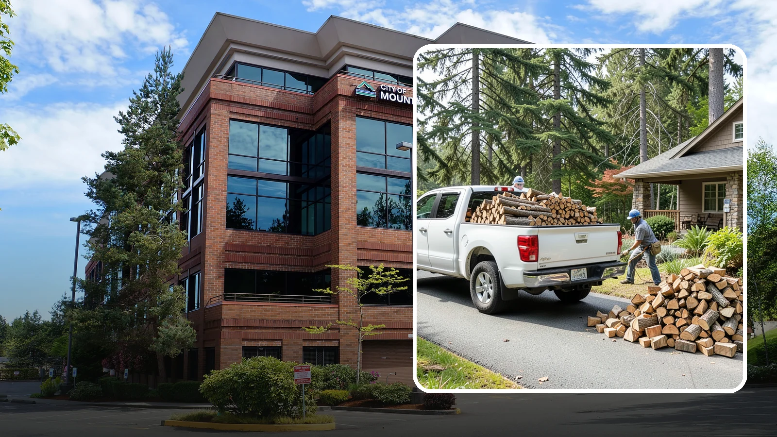 Driveway Delivery in Mountlake Terrace, WA - Firewood dropped in a neat pile on your driveway for easy access and stacking.