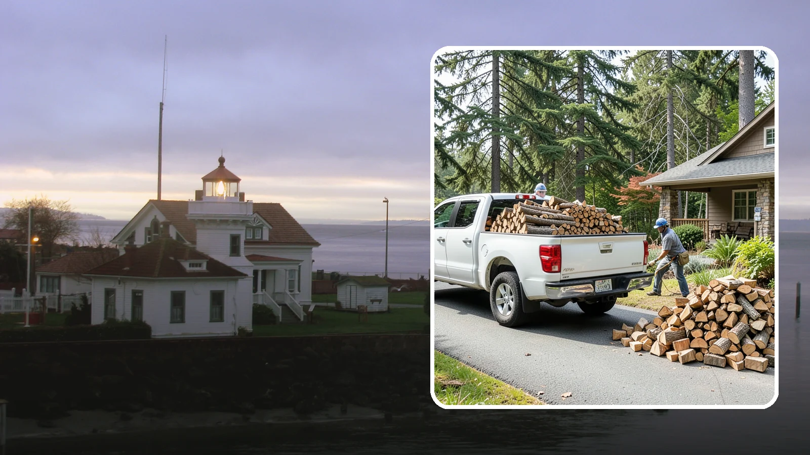 Driveway Delivery in Mukilteo, Snohomish County, WA - Firewood dropped in a neat pile on your driveway for easy access and stacking.