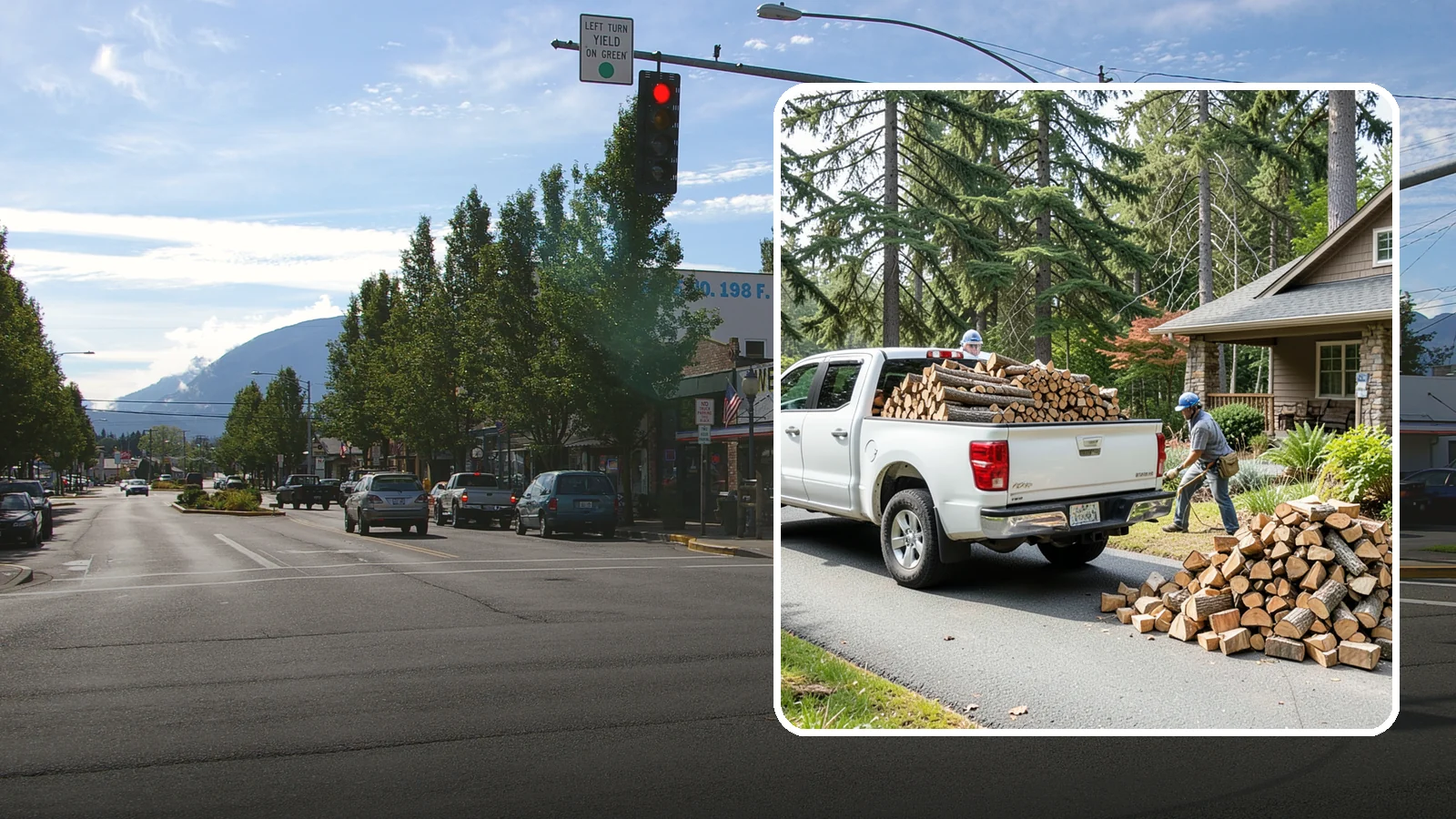 Driveway Delivery in North Bend, King County, WA - Firewood dropped in a neat pile on your driveway for easy access and stacking.