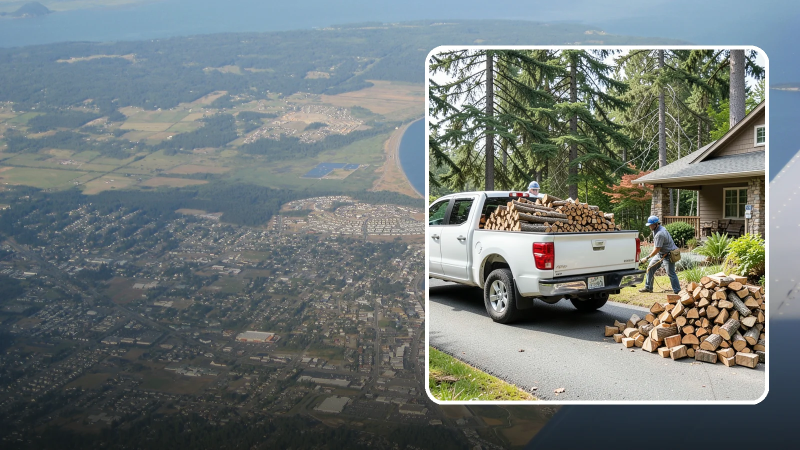 Driveway Delivery in Oak Harbor, Island County, WA - Firewood dropped in a neat pile on your driveway for easy access and stacking.