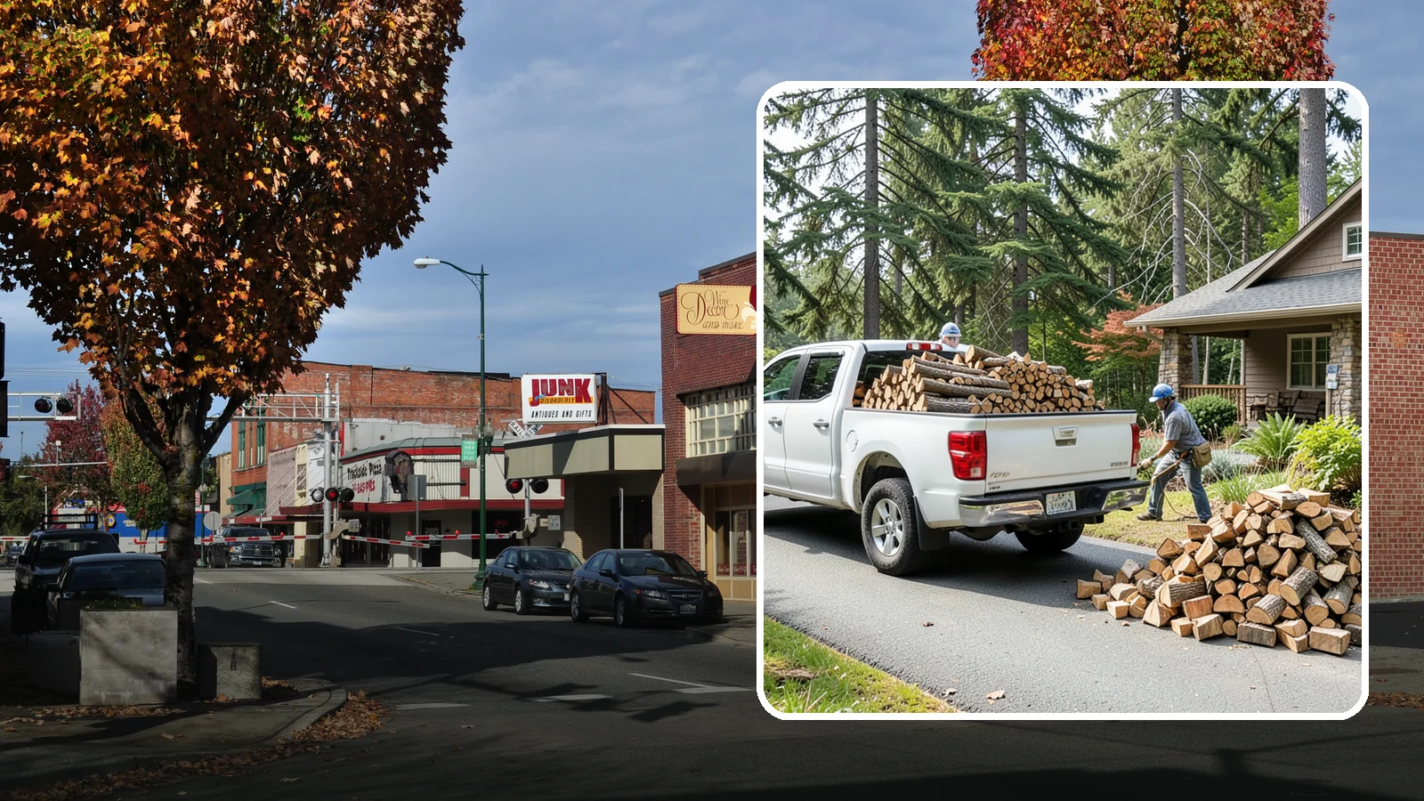 Driveway Delivery in Puyallup, Pierce County, WA - Firewood dropped in a neat pile on your driveway for easy access and stacking.
