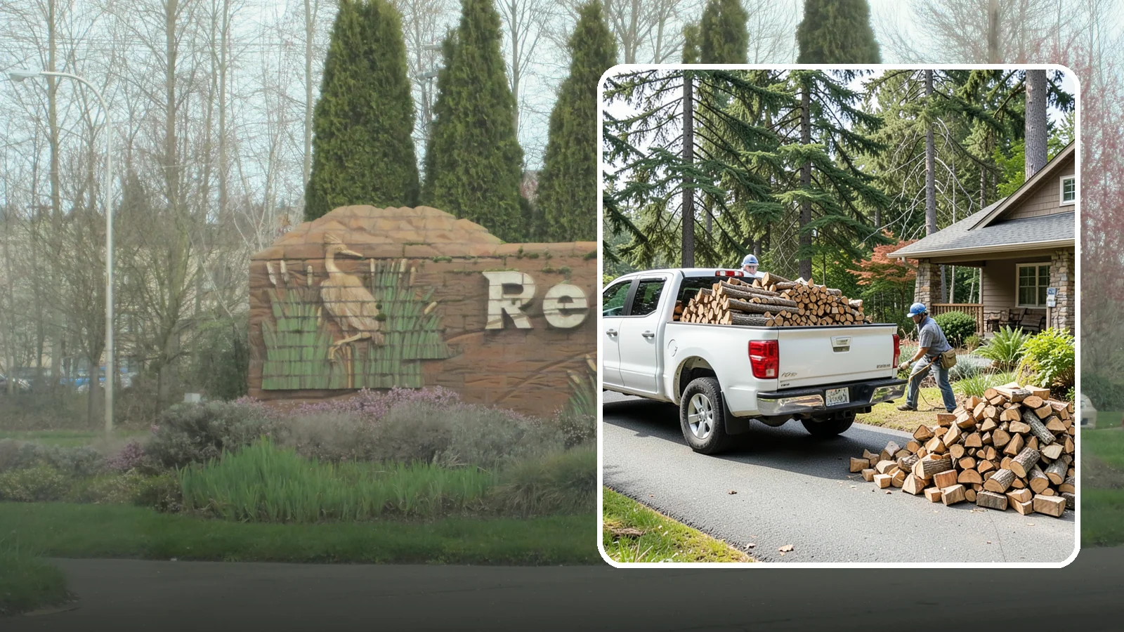 Driveway Delivery in Renton, King County, WA - Firewood dropped in a neat pile on your driveway for easy access and stacking.