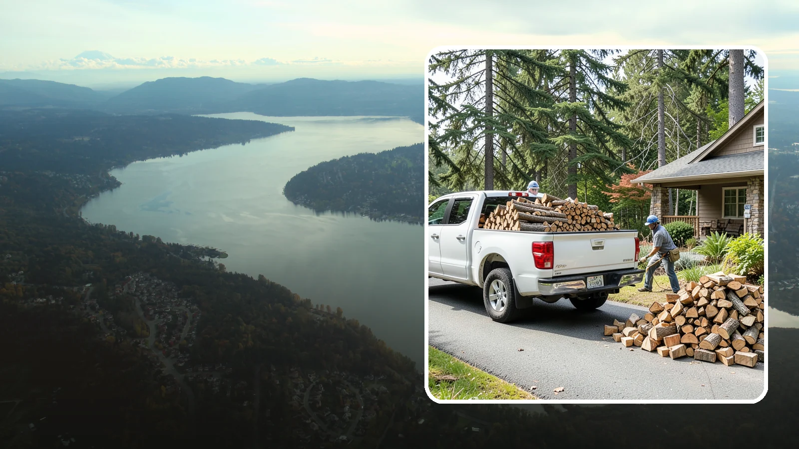 Driveway Delivery in Sammamish, King County, WA - Firewood dropped in a neat pile on your driveway for easy access and stacking.