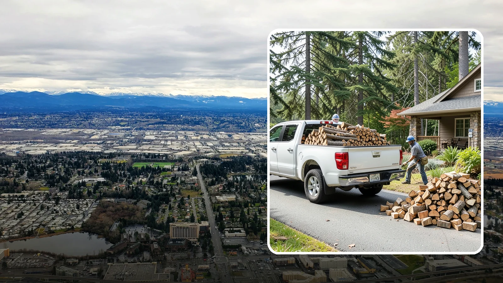Driveway Delivery in SeaTac, WA - Firewood dropped in a neat pile on your driveway for easy access and stacking.