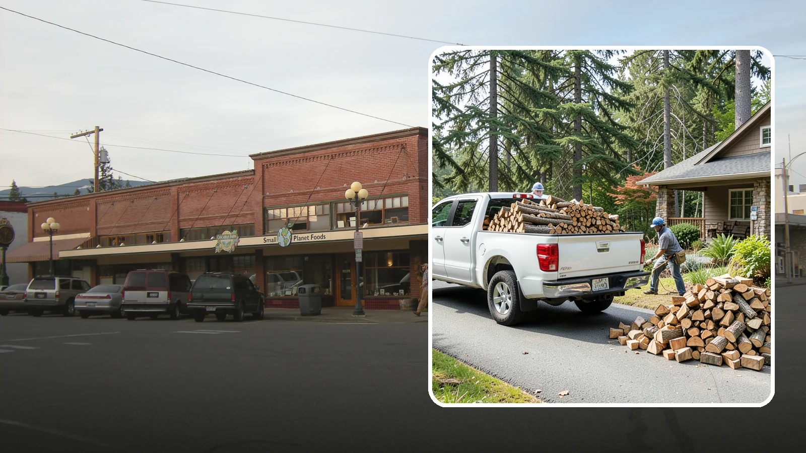 Driveway Delivery in Sedro-Woolley, Skagit County, WA - Firewood dropped in a neat pile on your driveway for easy access and stacking.