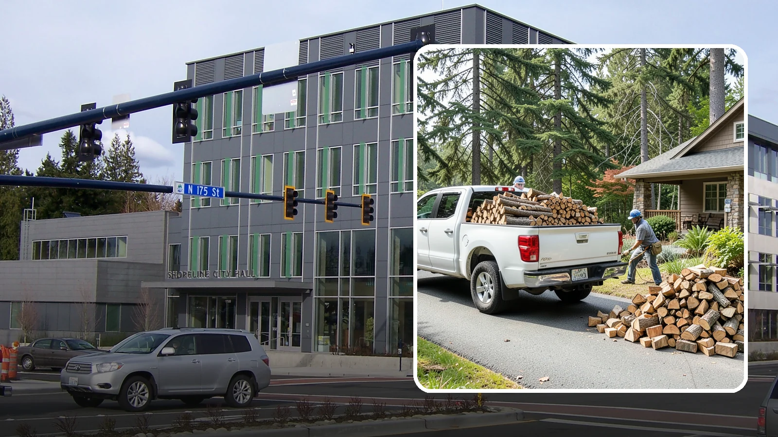 Driveway Delivery in Shoreline, King County, WA - Firewood dropped in a neat pile on your driveway for easy access and stacking.