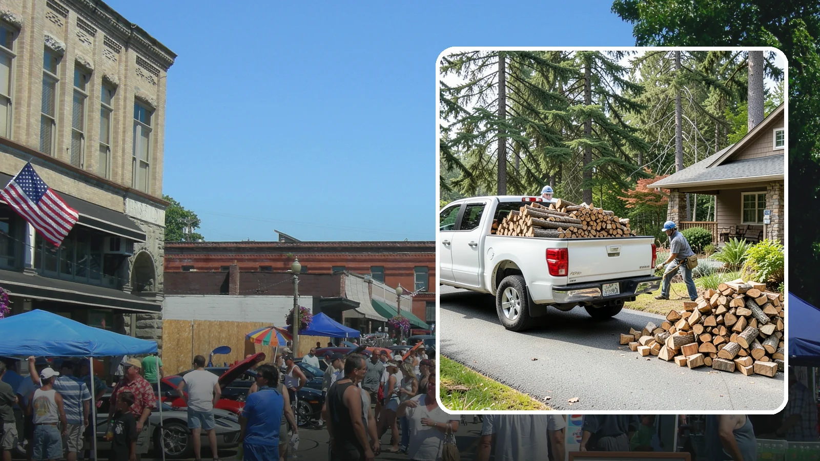Driveway Delivery in Snohomish, Snohomish County, WA - Firewood dropped in a neat pile on your driveway for easy access and stacking.