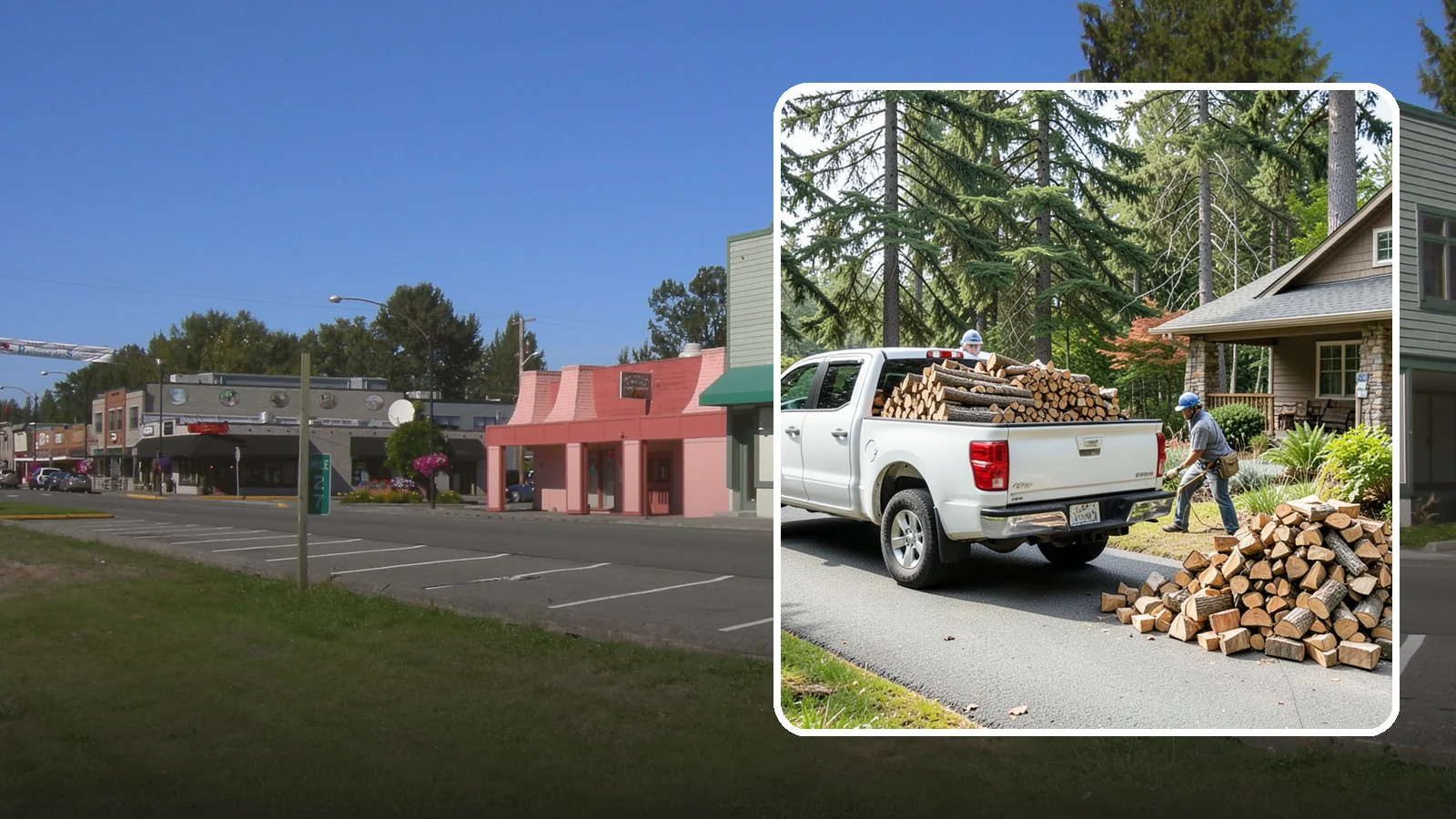 Driveway Delivery in Snoqualmie, King County, WA - Firewood dropped in a neat pile on your driveway for easy access and stacking.