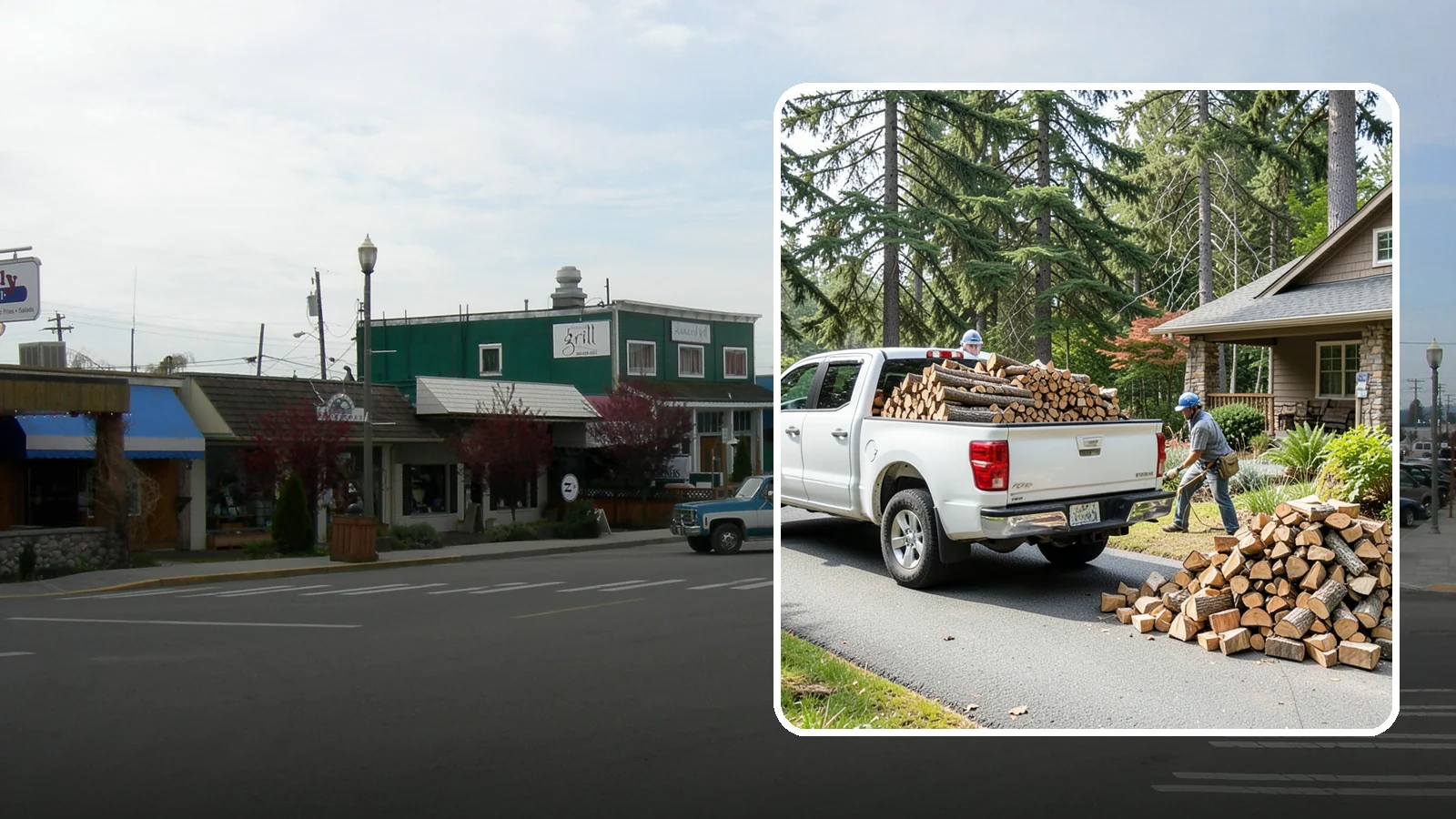 Driveway Delivery in Stanwood, Snohomish County, WA - Firewood dropped in a neat pile on your driveway for easy access and stacking.