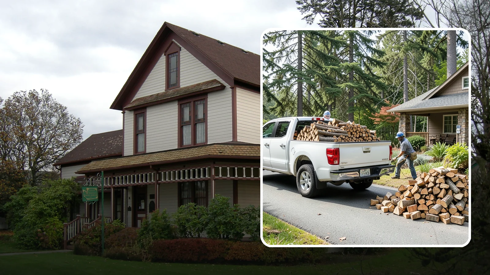 Driveway Delivery in Sumner, Pierce County, WA - Firewood dropped in a neat pile on your driveway for easy access and stacking.