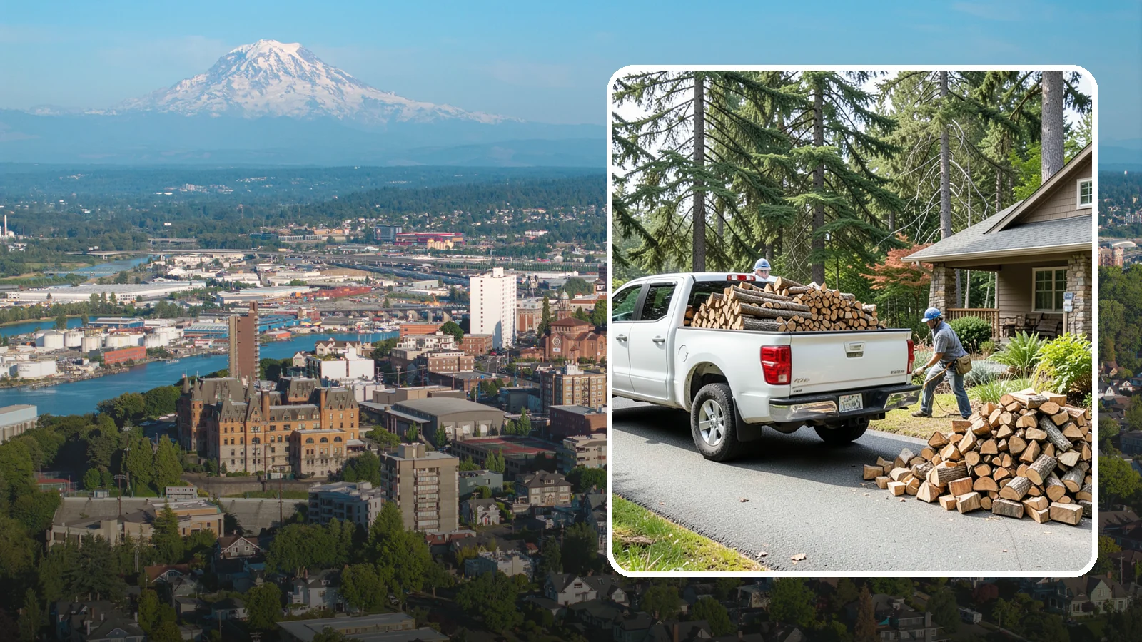 Driveway Delivery in Tacoma, Pierce County, WA - Firewood dropped in a neat pile on your driveway for easy access and stacking.