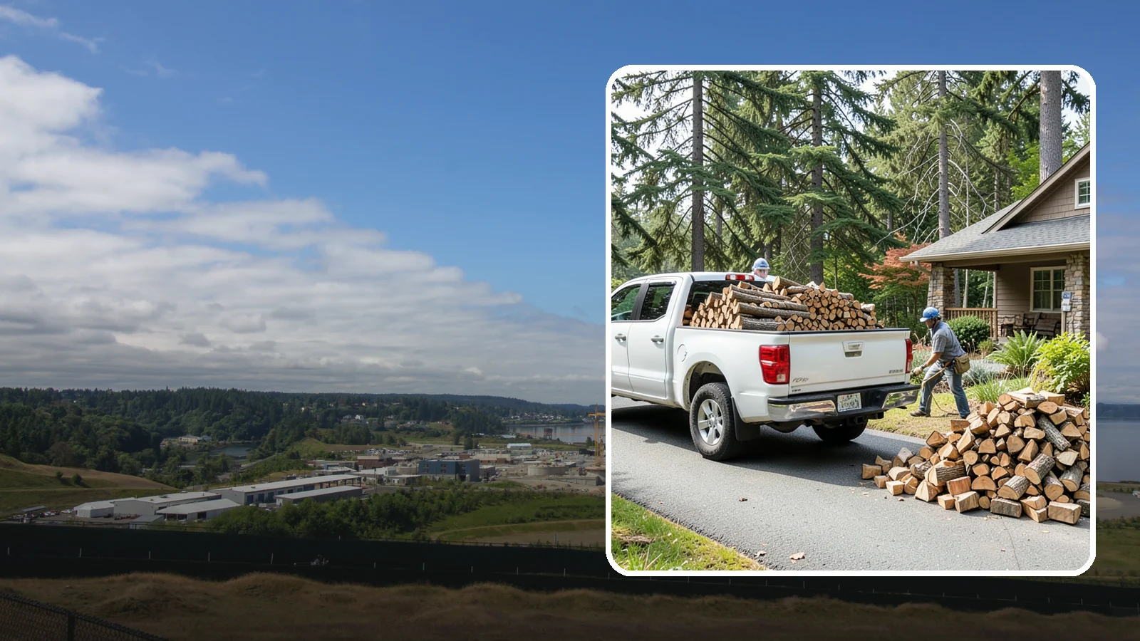 Driveway Delivery in University Place, Pierce County, WA - Firewood dropped in a neat pile on your driveway for easy access and stacking.