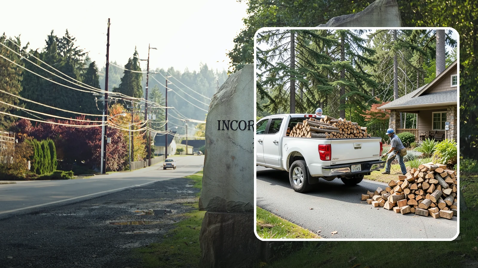 Driveway Delivery in Wilkeson, Pierce County, WA - Firewood dropped in a neat pile on your driveway for easy access and stacking.
