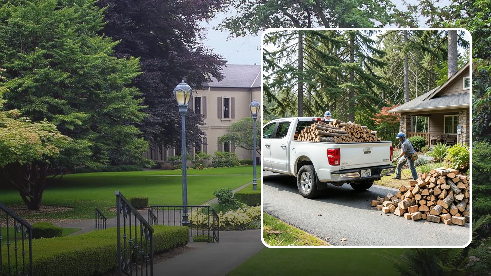 Driveway Delivery in Woodinville, King County, WA - Firewood dropped in a neat pile on your driveway for easy access and stacking.