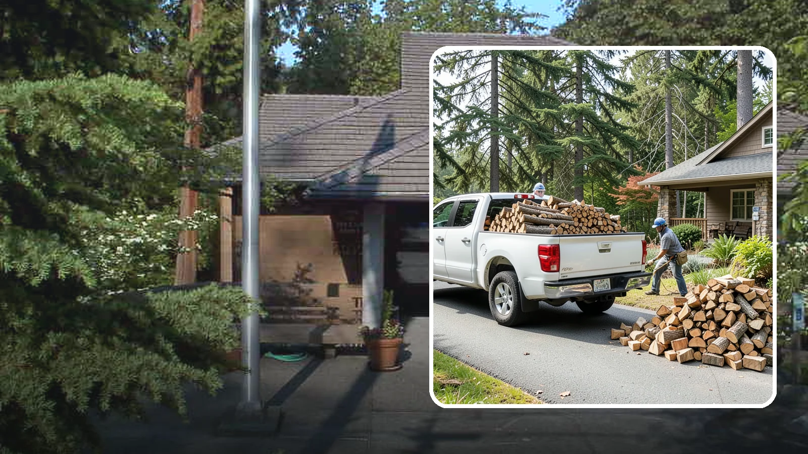 Driveway Delivery in Yarrow Point, King County, WA - Firewood dropped in a neat pile on your driveway for easy access and stacking.
