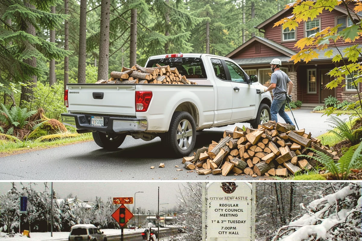 Emergency Firewood Delivery in Newcastle, King County, WA - Emergency delivery is available whenever you run short, and it is most in demand during winter cold spells and storms.