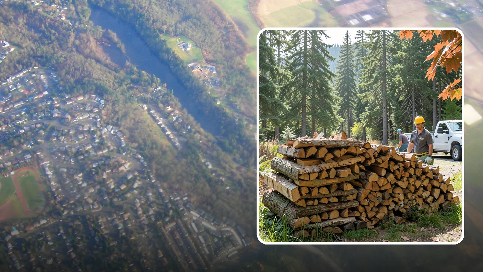 Face Cord Firewood in Algona, King County, WA - A face cord of firewood, a single stacked row that suits fireplaces and lighter heating needs.