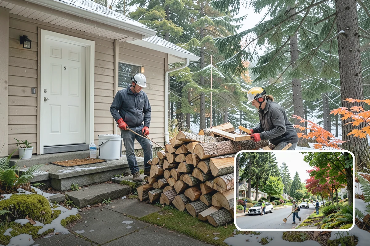 Face Cord Firewood in Beaux Arts Village, King County, WA - A tidy single-row stack that fits most spaces
