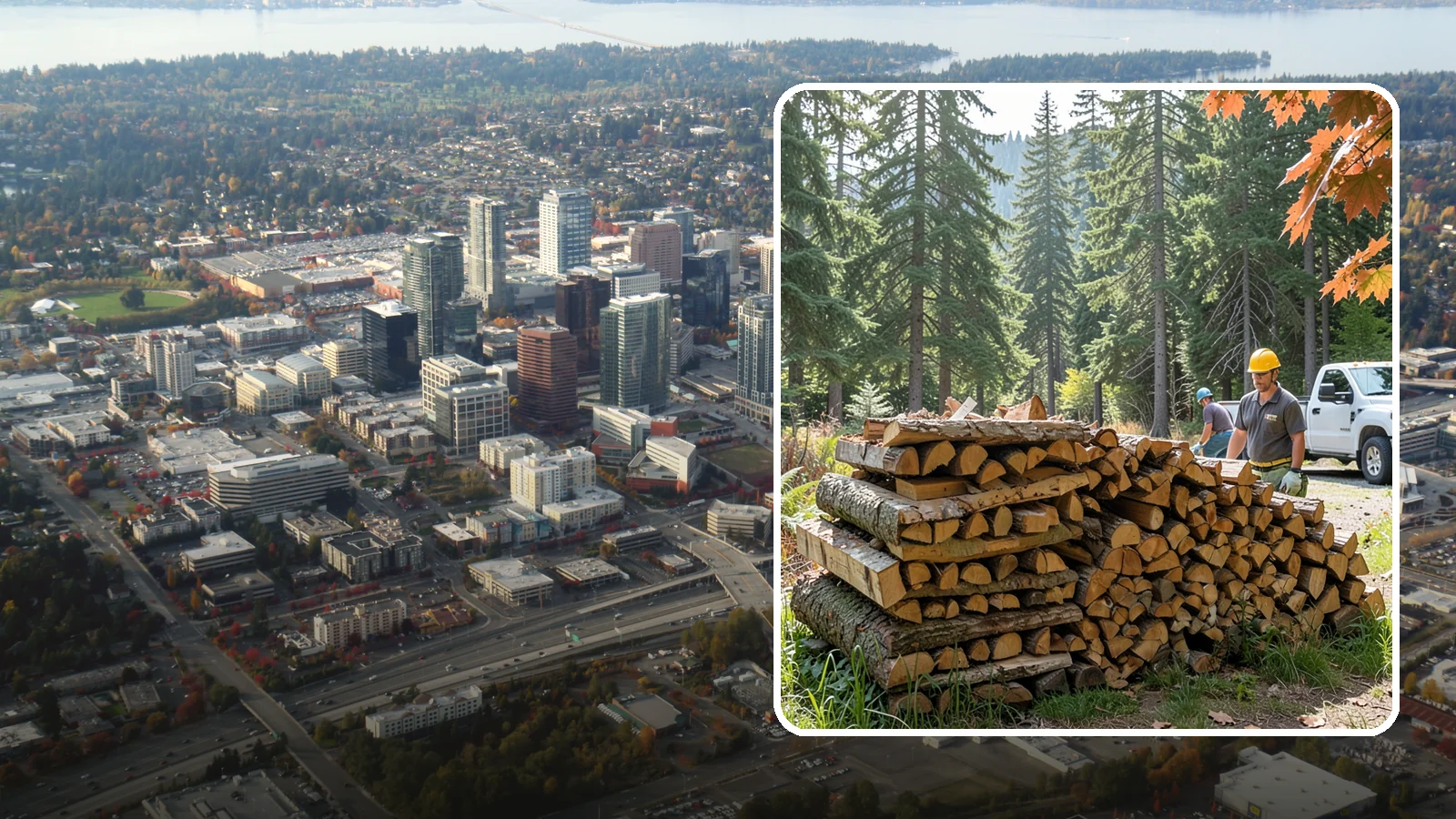 Face Cord Firewood in Bellevue, King County, WA - A face cord of firewood, a single stacked row that suits fireplaces and lighter heating needs.