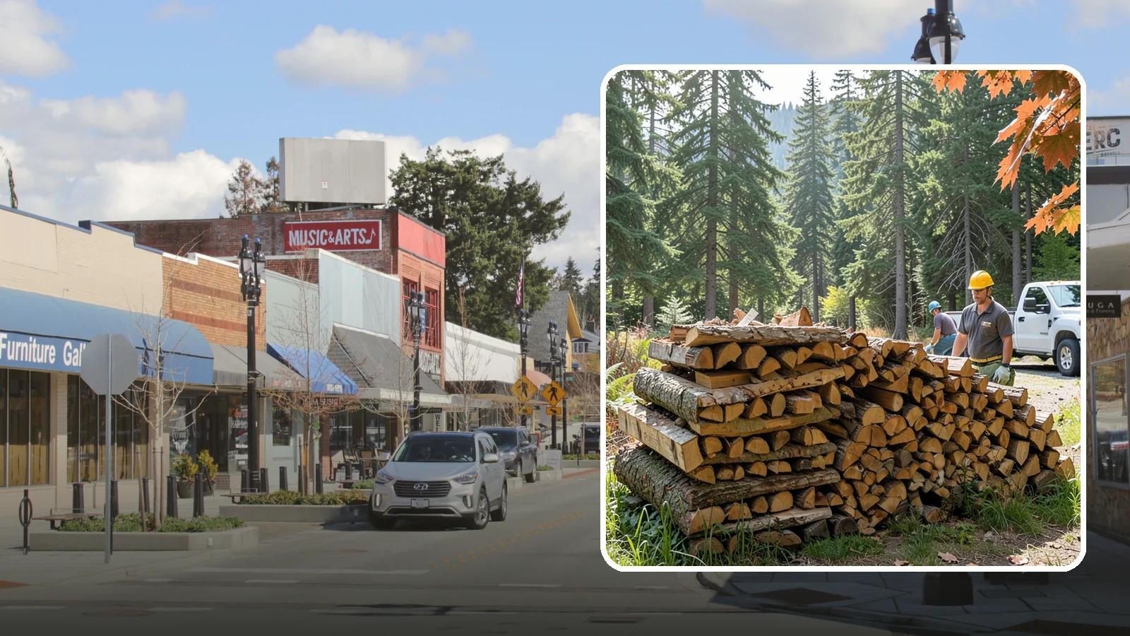 Face Cord Firewood in Bothell, King County, WA - A face cord of firewood, a single stacked row that suits fireplaces and lighter heating needs.