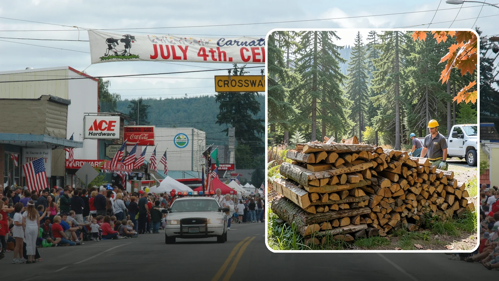 Face Cord Firewood in Carnation, King County, WA - A face cord of firewood, a single stacked row that suits fireplaces and lighter heating needs.