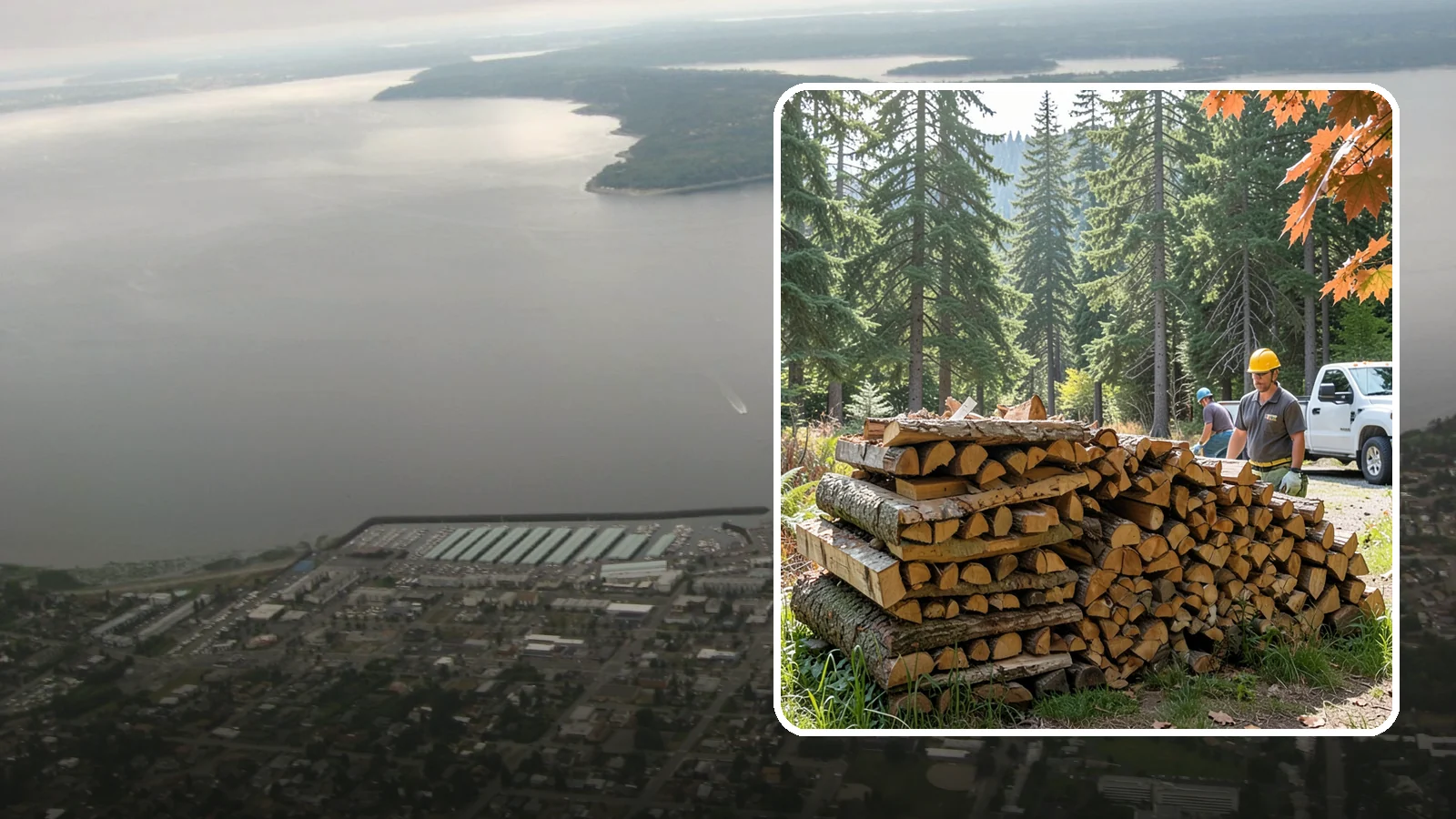 Face Cord Firewood in Des Moines, King County, WA - A face cord of firewood, a single stacked row that suits fireplaces and lighter heating needs.