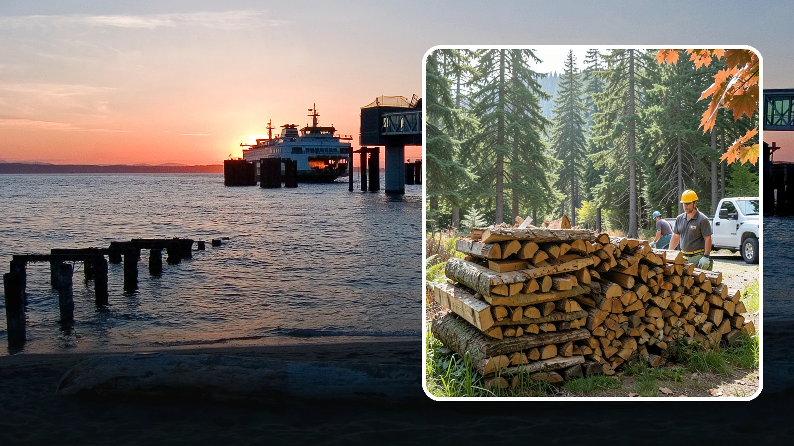 Face Cord Firewood in Edmonds, Snohomish County, WA - A face cord of firewood, a single stacked row that suits fireplaces and lighter heating needs.