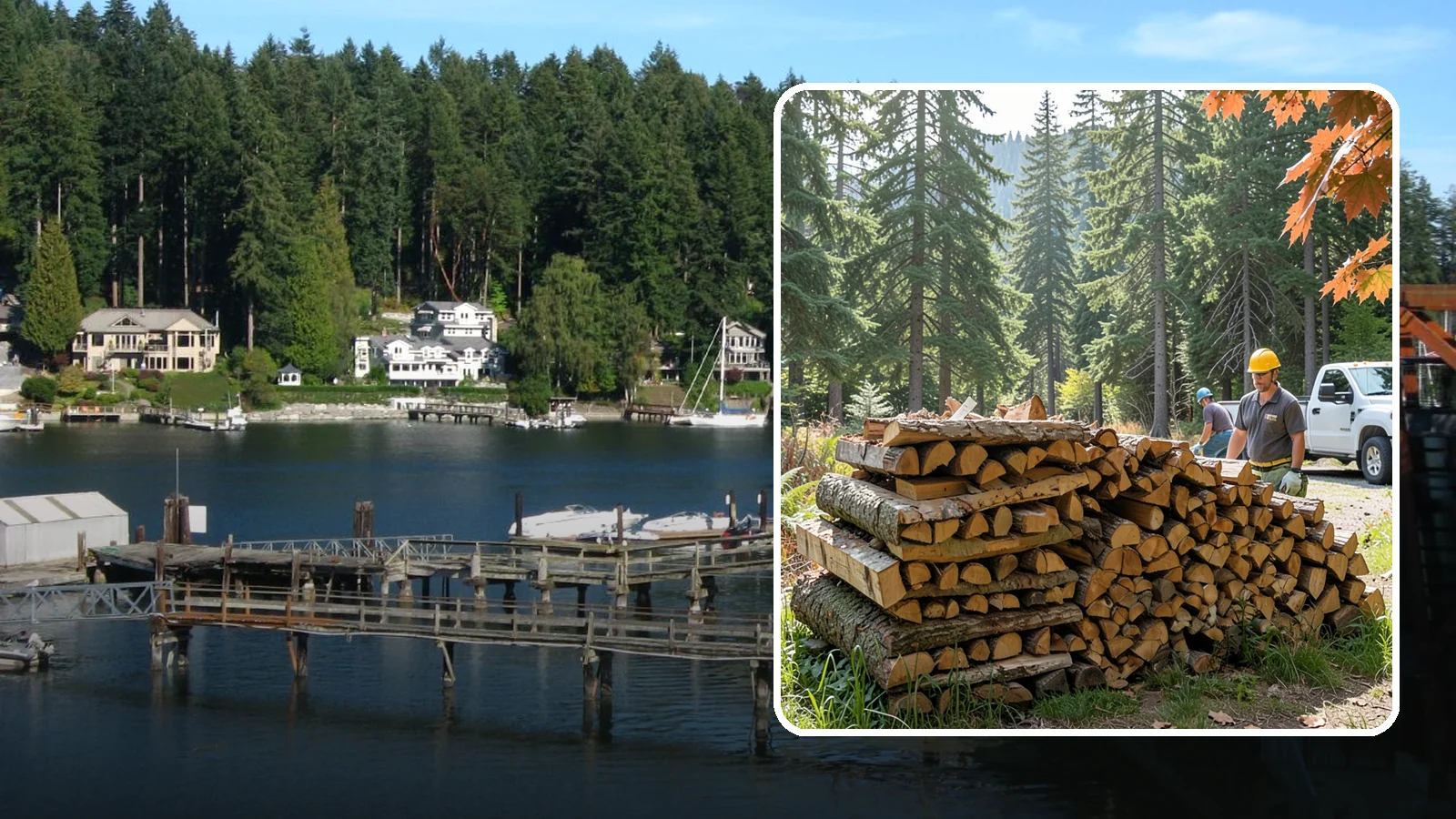 Face Cord Firewood in Gig Harbor, Pierce County, WA - A face cord of firewood, a single stacked row that suits fireplaces and lighter heating needs.