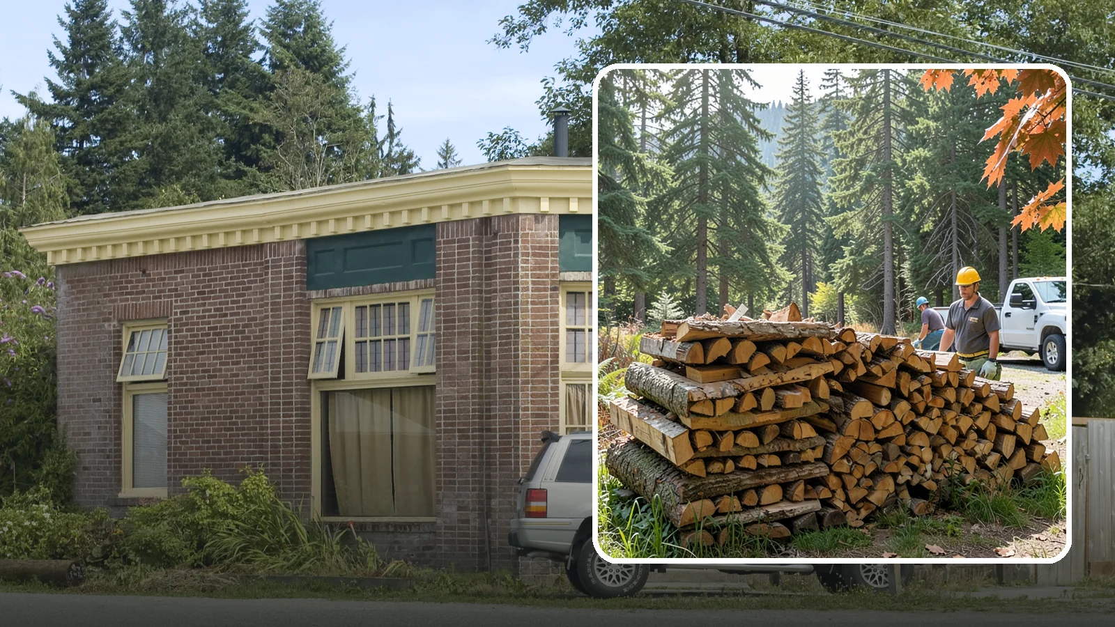 Face Cord Firewood in Hamilton, Skagit County, WA - A face cord of firewood, a single stacked row that suits fireplaces and lighter heating needs.