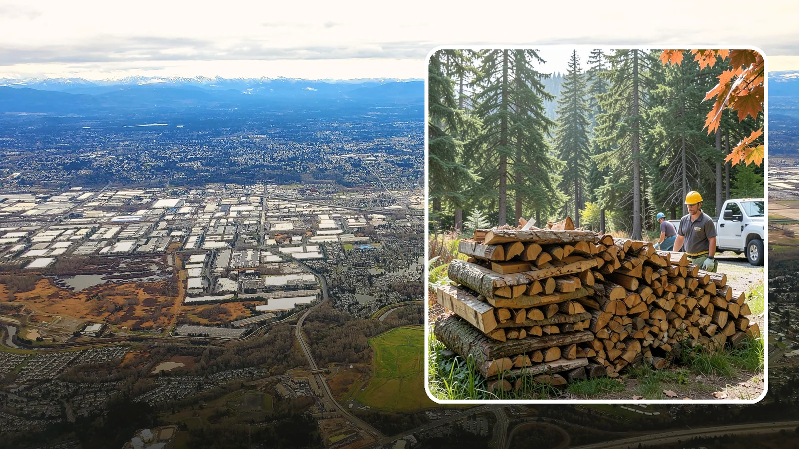 Face Cord Firewood in Kent, King County, WA - A face cord of firewood, a single stacked row that suits fireplaces and lighter heating needs.