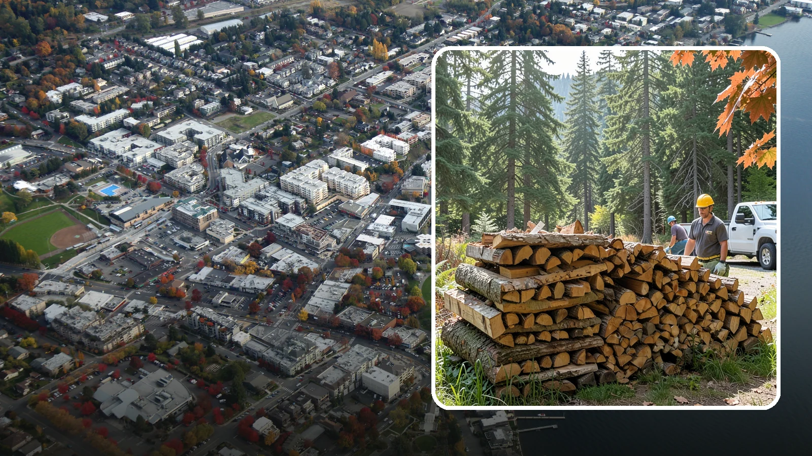 Face Cord Firewood in Kirkland, King County, WA - A face cord of firewood, a single stacked row that suits fireplaces and lighter heating needs.
