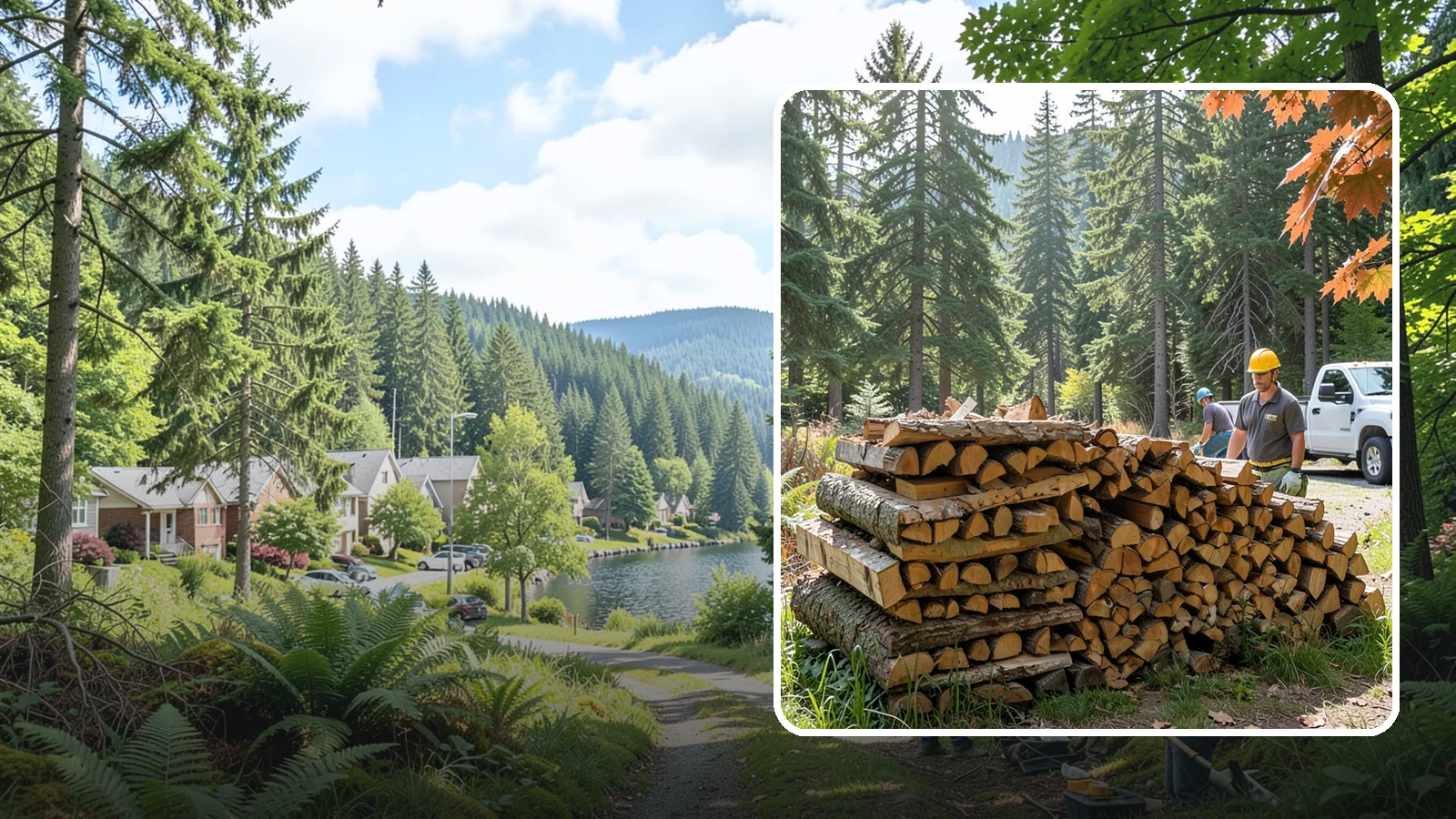Face Cord Firewood in Lake Forest Park, King County, WA - A face cord of firewood, a single stacked row that suits fireplaces and lighter heating needs.
