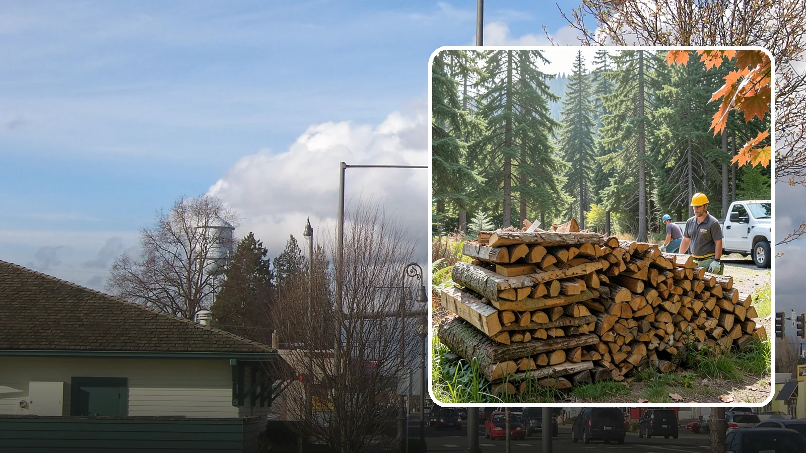 Face Cord Firewood in Marysville, Snohomish County, WA - A face cord of firewood, a single stacked row that suits fireplaces and lighter heating needs.