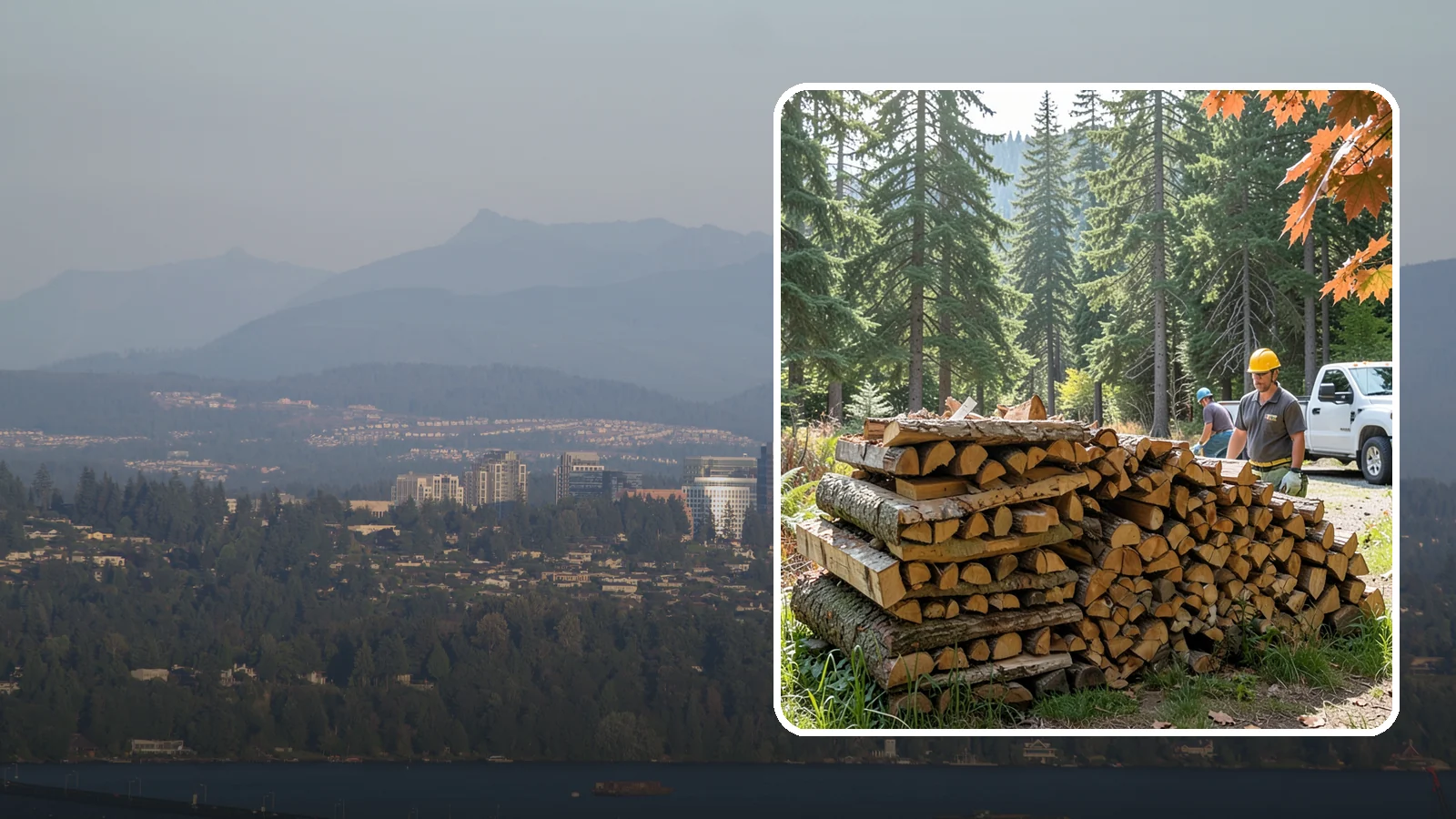 Face Cord Firewood in Medina, King County, WA - A face cord of firewood, a single stacked row that suits fireplaces and lighter heating needs.