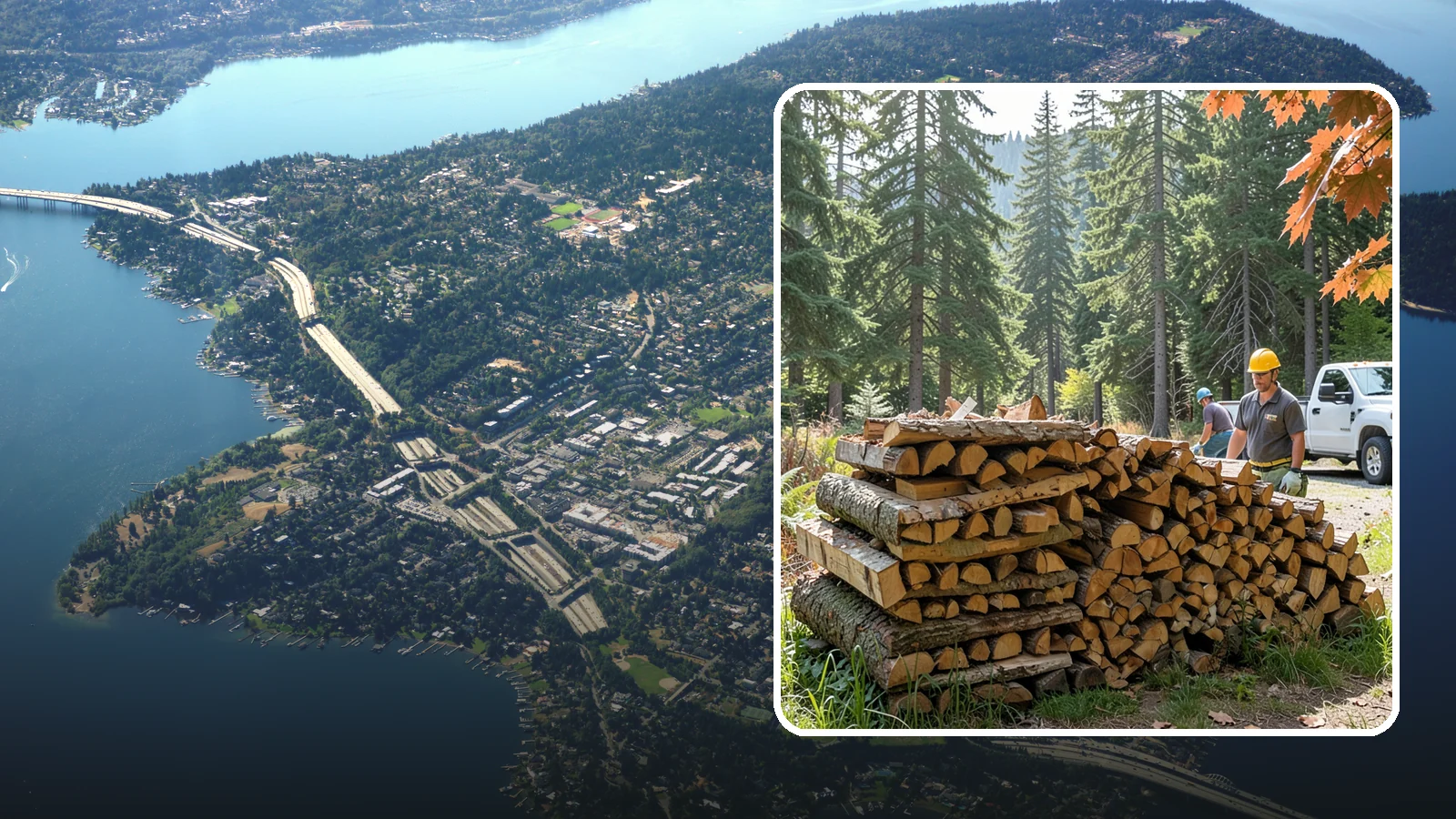 Face Cord Firewood in Mercer Island, King County, WA - A face cord of firewood, a single stacked row that suits fireplaces and lighter heating needs.