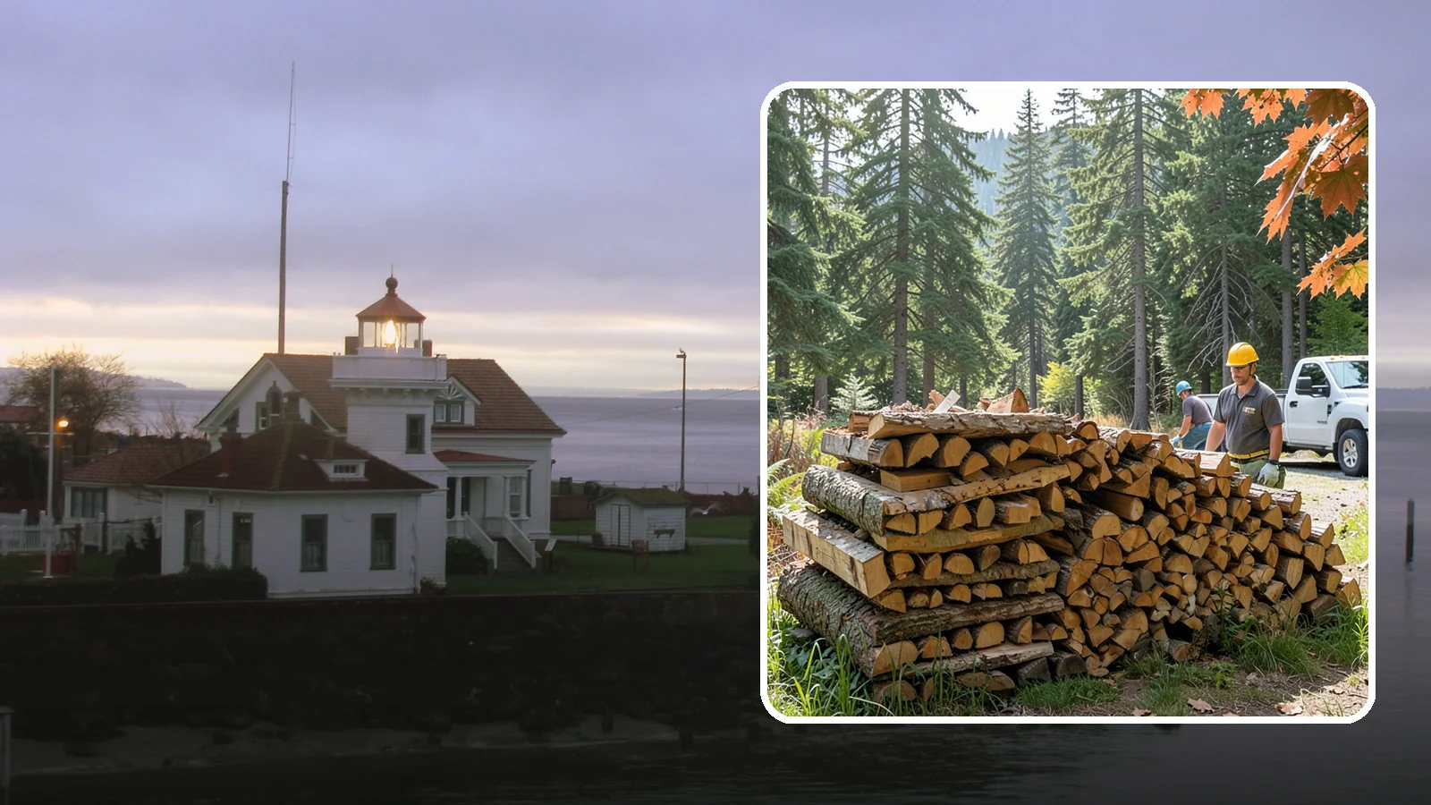 Face Cord Firewood in Mukilteo, Snohomish County, WA - A face cord of firewood, a single stacked row that suits fireplaces and lighter heating needs.
