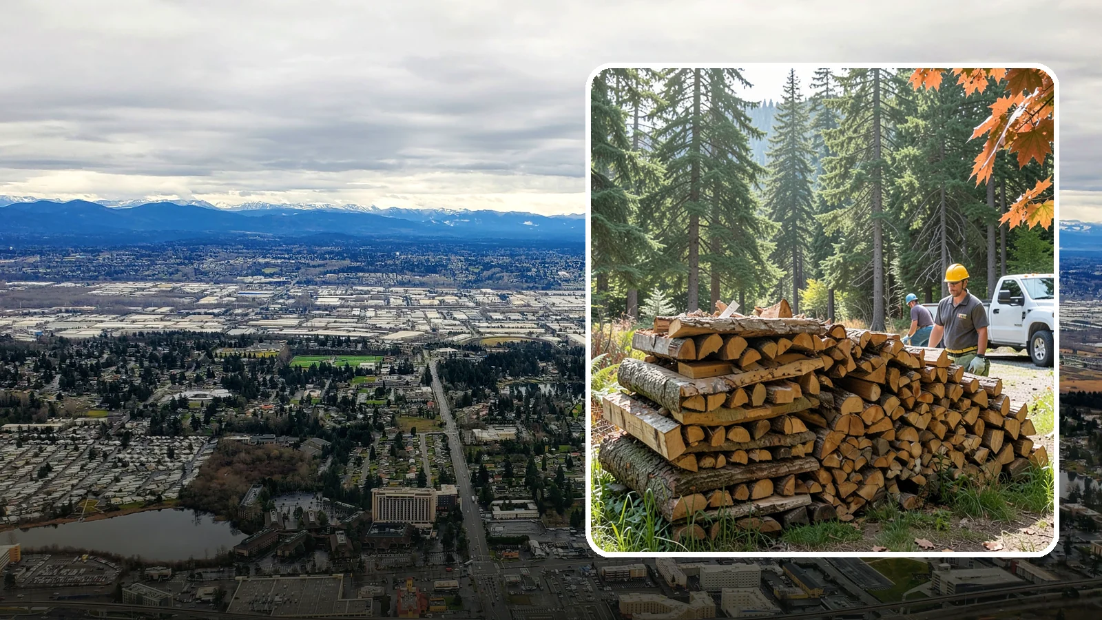 Face Cord Firewood in SeaTac, King County, WA - A face cord of firewood, a single stacked row that suits fireplaces and lighter heating needs.