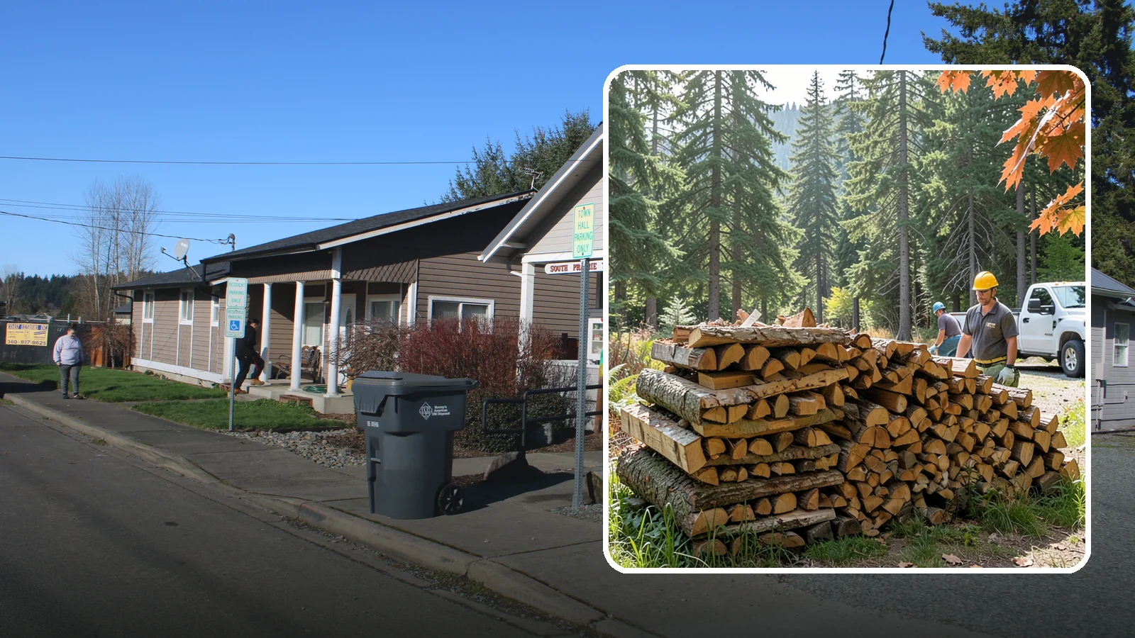 Face Cord Firewood in South Prairie, Pierce County, WA - A face cord of firewood, a single stacked row that suits fireplaces and lighter heating needs.