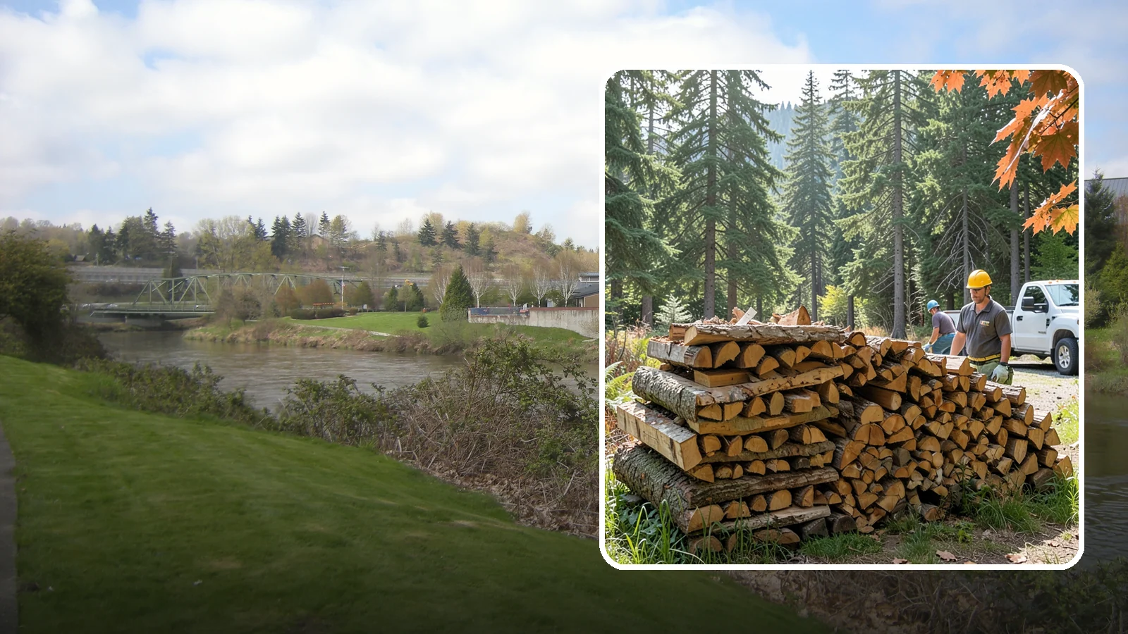 Face Cord Firewood in Tukwila, King County, WA - A face cord of firewood, a single stacked row that suits fireplaces and lighter heating needs.