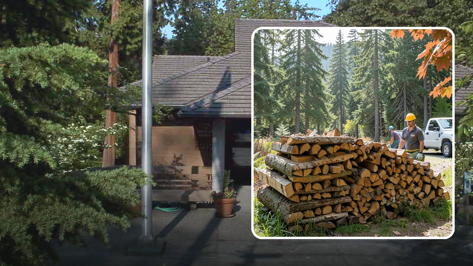 Face Cord Firewood in Yarrow Point, King County, WA - A face cord of firewood, a single stacked row that suits fireplaces and lighter heating needs.