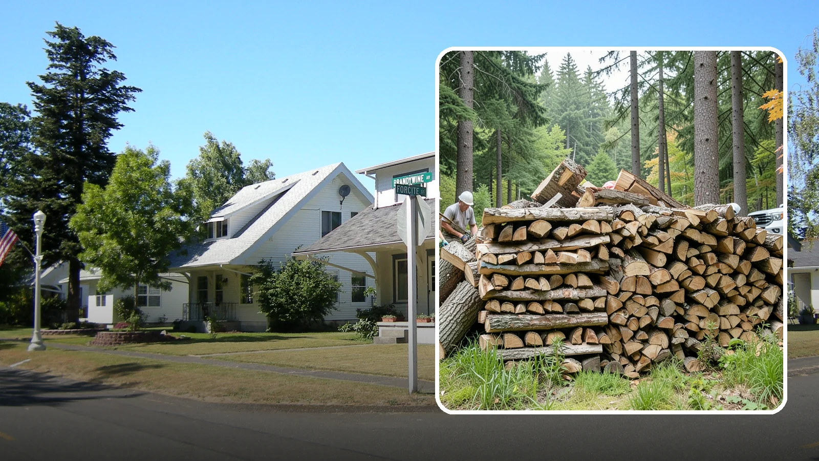 Fallen Tree Firewood in DuPont, Pierce County, WA - We convert already-fallen trees on your property into split, seasoned-ready firewood.