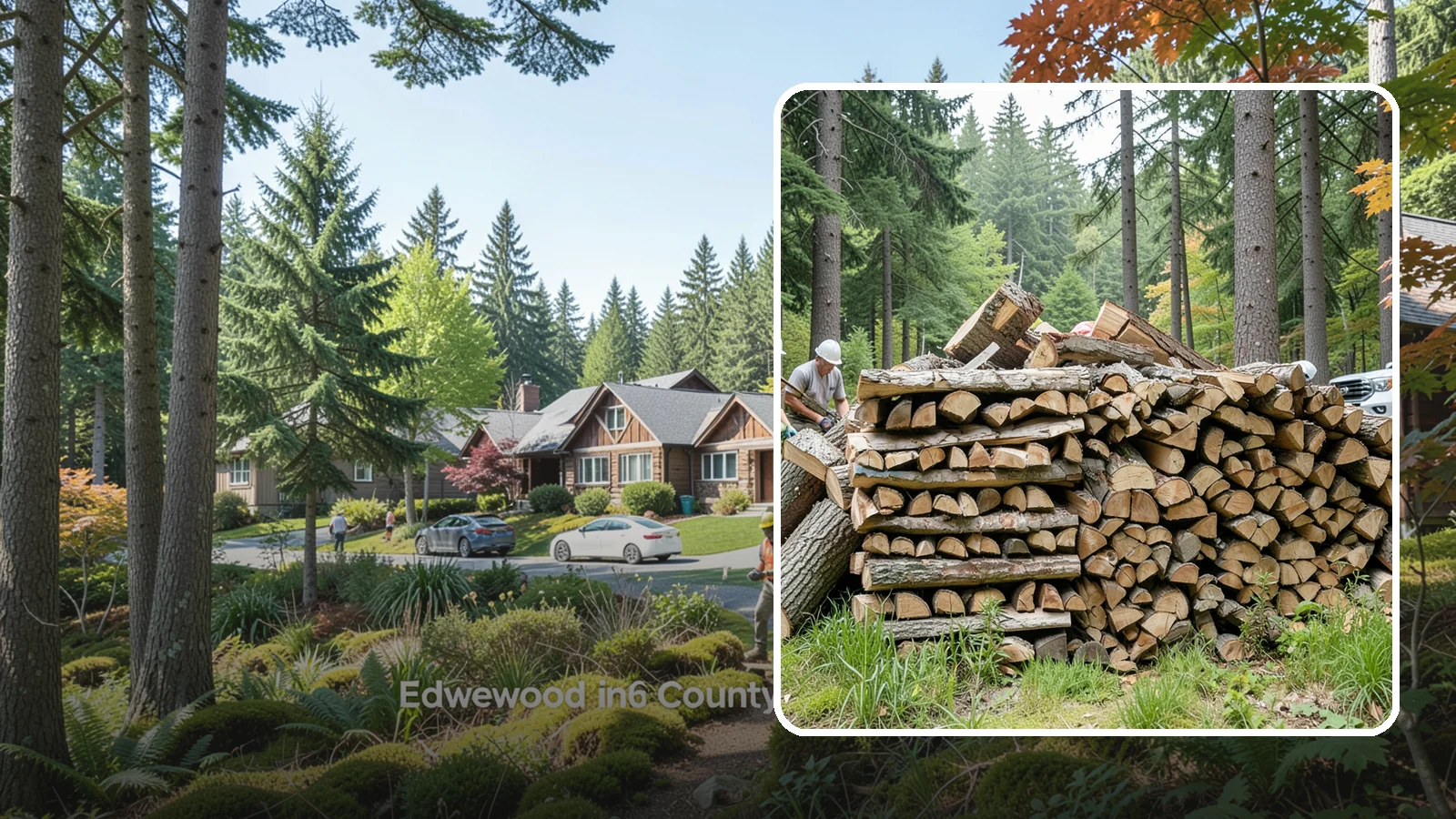 Fallen Tree Firewood in Edgewood, Pierce County, WA - We convert already-fallen trees on your property into split, seasoned-ready firewood.