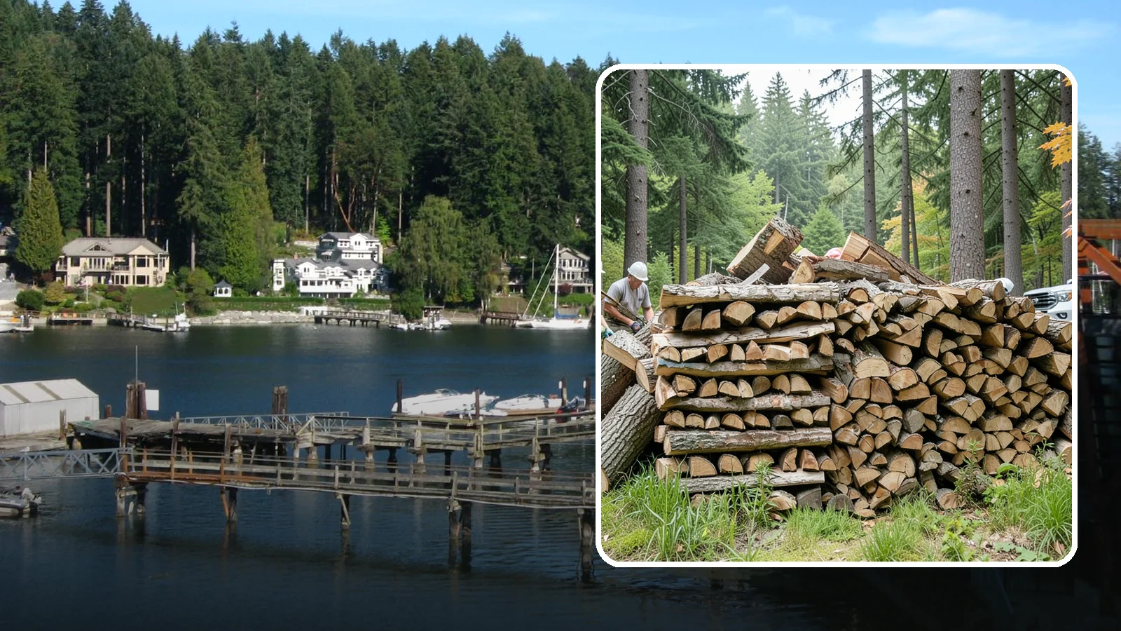 Fallen Tree Firewood in Gig Harbor, Pierce County, WA - We convert already-fallen trees on your property into split, seasoned-ready firewood.