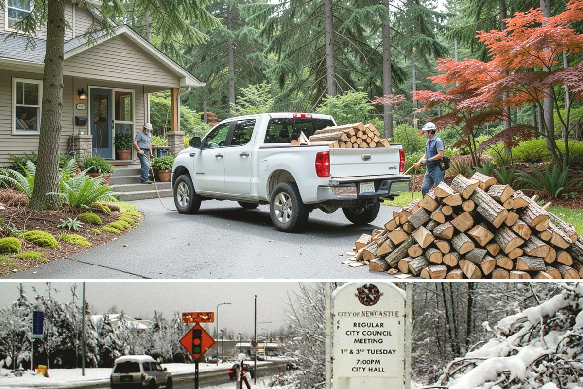 Fallen Tree Firewood in Newcastle, King County, WA - Fallen trees are most common after wet, windy months, so processing before summer gives wood time to season.